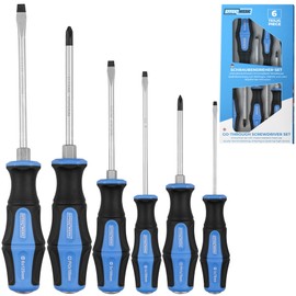 Effektwerk 6 Piece Screwdriver Set with Heavy Duty Metal Caps, 4 Flat Head and 2 Phillips Screwdrivers with Strong Magnetic Tips and Ergonomic Handles