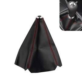 SLIMI 1 PC Car Shift Knob Dust Cover, 9.06" Waterproof PU Leather Vehicle Modification Shifter Boots Cover, Universal Automotive Shifter Lever Protector Accessories for (Black & Red)