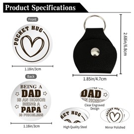 Fenreen Birthday Gifts for Papa from Daughter - Father's Day Dad Gifts Funny Pocket Hug Token with Leather Keychain Christmas Valentine's Day Thank You Thanksgiving Gift for Papa Dad Daddy
