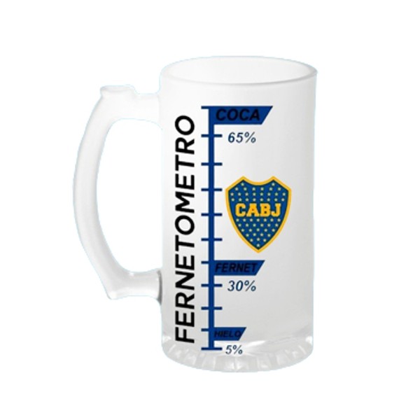Vaso de Vidrio Boca Juniors Fernetometro Measure Cocktail Glass Cup Perfect For Preparing Fernet, 473 ml / 15.9 fl oz cap