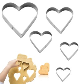 5pcs Heart Cookie Cutter,Stainless Steel Pastry Scone Easter Small Metal Cookie Heart Shape Sandwich Cutters For Baking For Valentine'S Day,Easter Cupcake Present Create Heartfelt Gifts Festive Desser