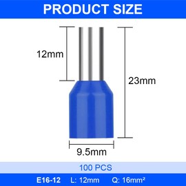 Flintronic 100Pcs Wire Ferrules kit, Electrical Connectors, Wire Terminal Ferrules Crimp Connector, Insulated Cord Pin End Terminal Crimp Ferrules Kit with Portable Box, E16-12 (Blue)