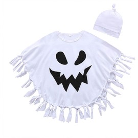 YZYVIOW Halloween Children's Ghost Cloak Costume Ghost Zombie Grim Reaper Witch Wizard Cloak Little Devil Cute Unisex Costume Kids Costume Costume Event Performance Clothes (Ghost (43.3 inches (110