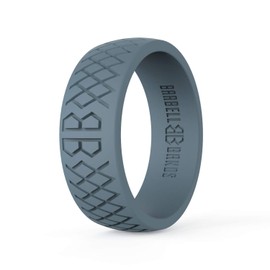 Barbell Bands Silicone Ring For Men | Premium Rubber Wedding Band | Perfect for Tactical Jobs, Weightlifting, Active Lifestyle (Steel Gray, 10)