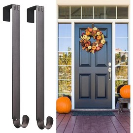 Wreath Hanger Adjustable Door Hanger Wreath Hanger for Front Door 15-24inch,Over The Door Wreath Hanger, Hold Up 20lb (Black-1 Pack) - Color: Nickle-2 Pack
