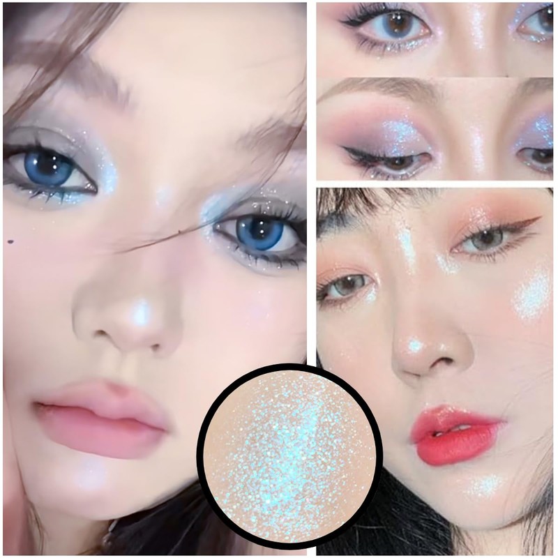 KARLOR Makeup Highlighter Palette, Glitter Eyes Face Highlighter Powder Eyeshadow