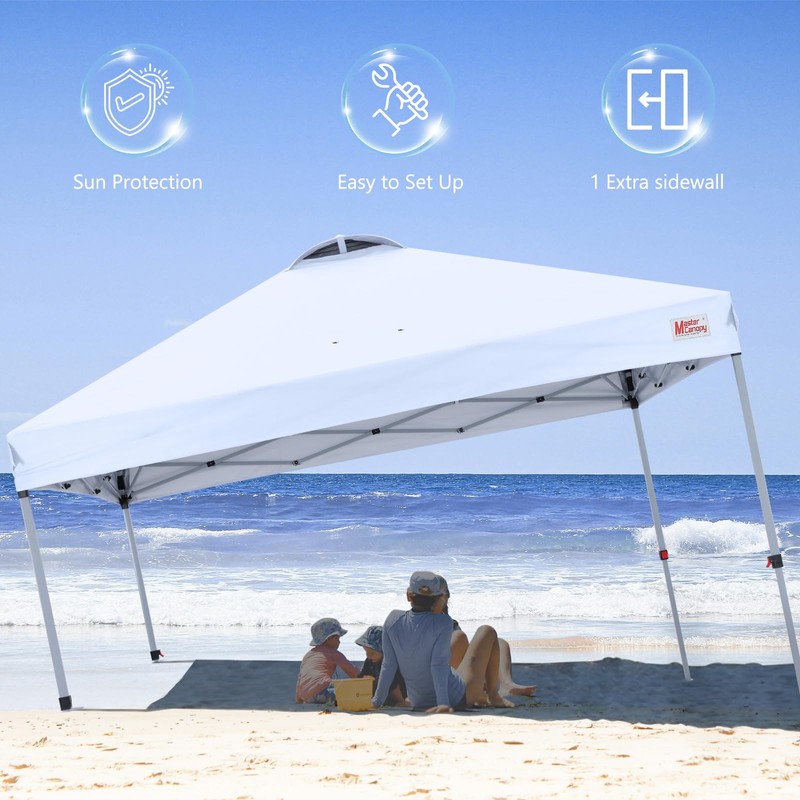 MASTERCANOPY Durable Pop-up Canopy Tent with 1 Sidewall (10'x10',White)