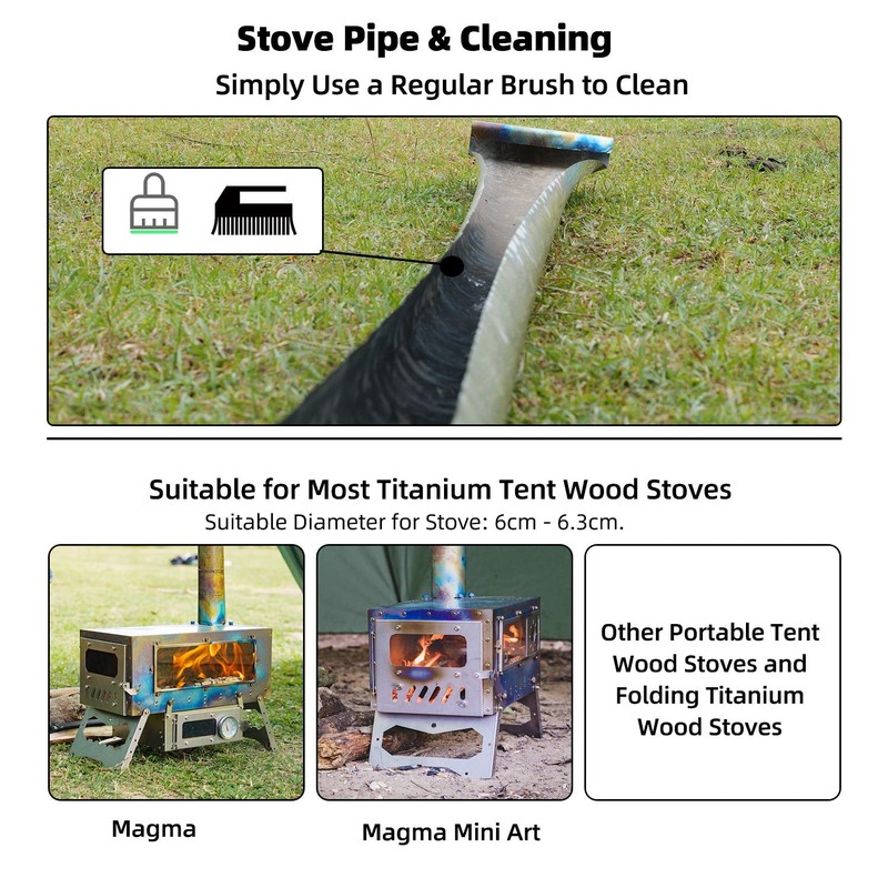 TrekRevive Titanium/Stainless Steel Rollable Chimney Pipe, Lightweight and Portable, DIY