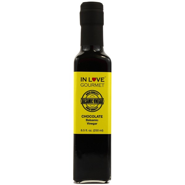 In Love Gourmet Chocolate Balsamic Vinegar 250ML/8.5oz Great on Strawberries and Fruit Salads, Amazing on Grilled Steaks and Chicken
