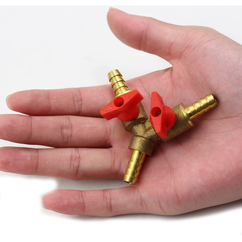 Chiloskit Shut Off 3 Way Ball Valve, Brass 3/8" Hose