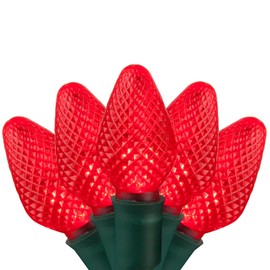 Wintergreen Lighting C7 Red Christmas Lights Set of 25, 17 Ft, Red LED Christmas Lights Valentine's Day Party Indoor-Outdoor Christmas Lights Red C7 Christmas Lights Outdoor Red String Lights