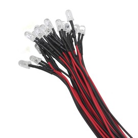 KeeYees 20 x 5 mm LEDs with 20 cm Cable DC 12 V LED Ready Wired + 20 Pieces 5 mm LED Mounting Rings Plastic (Blue)