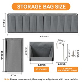 Tuszom RV Shoe Pockets 10 Pockets RV Shoe Organizer Heavy Duty 900D Polyester Hanging Bedside Storage Pockets for Shoes, Toys and Tools (Gray)