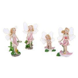 SecretRain Resin Garden Ornament Home & Outdoor Decor Flower Fairies Set Of 4