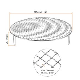 sourcing map Round Cooking Rack 11.6-inch Stainless Steel Cross Wire Barbecue Grill Net with 50mm Legs for Cooking Baking Steaming BBQ