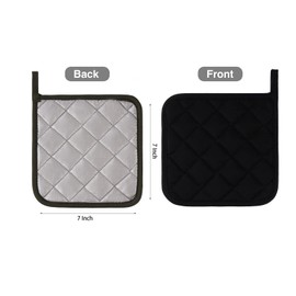 Kitchen Pot Holders Set Heat Resistant Pure Cotton Potholders Kit Trivets Large Coasters Hot Pads Terry Pot Holders for Everyday Cooking and Baking by 7 x 7 Inch Set of 6 Black
