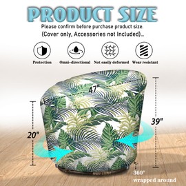 Iceberg Elf Papasan Chair Cover Waterproof,(For 47in Outdoor Papasan Chairs Covers) Green Forest, Zipper Design, Easy to Put On and Take Off, Dust Resistant Patio Furniture Seat Covers