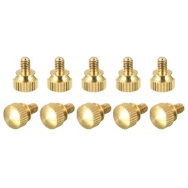 sourcing map Pack of 10 Knurled Screws M4 x 6 mm Brass Shoulder Screws Steps Handle Knobs Fasteners for PC Electronic Mechanical
