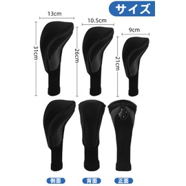 YFFSFDC Golf Covers Golf Headcovers Set of 3 Utility Driver Long Neck Golf Accessories Hybrid with Conversion Doug (Black)