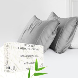 Southshore Fine Living, Inc. Cooling Pillow Cases King Size Set of 2, 300 Thread Count Silky Soft Rayon Derived from Bamboo Pillowcases, King Size Premium Hotel Bedding, 20" x 40", Steel Grey