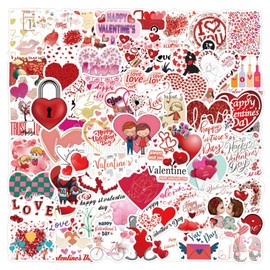 Valentine's Day Stickers for Laptop (Pack of 100), Gift for Children, Teenagers, Adults, Boys, Valentine's Day Aesthetic Stickers, Waterproof Vinyl Stickers for Scrapbooking, Skateboard, Car, Luggage