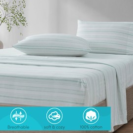 Comfort Spaces 100% Cotton Sheet Set Breathable, Lightweight, Soft with 14" Elastic Pocket Fits up to 16" Mattress, All Season Cozy Bedding, Matching Pillow Case, Full Good Vibes 4 Piece