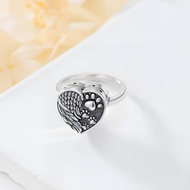 MEIDERBO Urn Ring for Ashes 925 Sterling Silver Cremation Rings Always in My Heart Memorial Keepsake Jewelry Gifts for Women, 7, No Gemstone