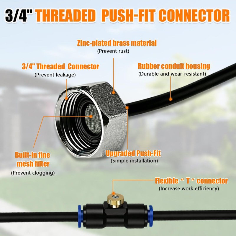 HUAREW Misters for Outside Patio 30FT/9M, Pre-Assembled Misting Cooling System