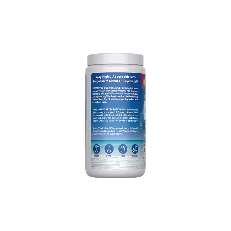 Natural Vitality Natural Calm Diet Supplement, Raspberry Lemon, 16 Ounce