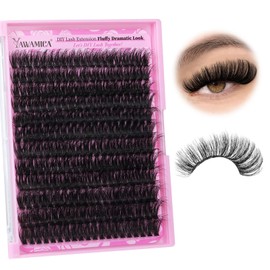 Yawamica Yawamica Eyelash Clusters Fluffy Wispy Eyelash Extension 19-25mm Lash Clusters 300D Mega Volume Individual Lashes 240pcs Cluster Lashes DIY Lash Extension by Self for Beginners