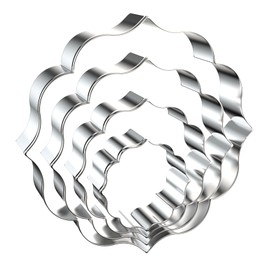 Circle Plaque Cookie Cutter Set Extra Large - 5 inch, 4 inch, 3 inch, 2 inch - 4 Piece Round Fancy Plaque Frame Cookie Cutters Shapes Molds - Stainless Steel