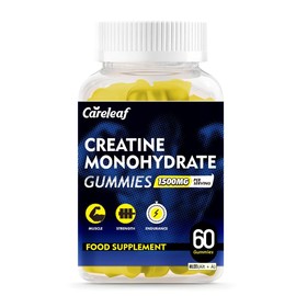 careleaf Creatine Monohydrate Gummies for Men & Women, 1500mg Creatine Supplement for Muscle Gain, More Strength, and Faster Recovery, Orange Flavor, 60 Cts/Bottle
