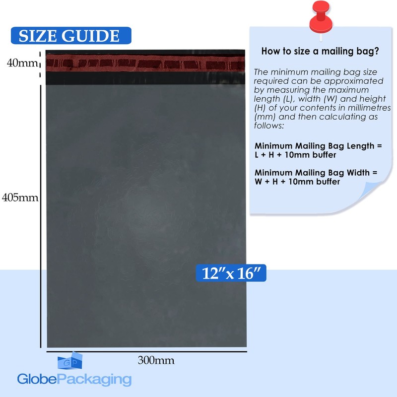 10 x Strong Grey Mailing Postal Bags 12x16" Mailers