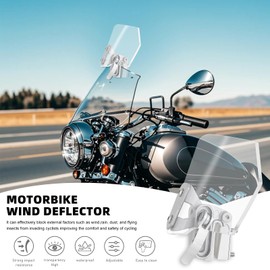 DREAMIZER Universal Motorcycle Windshield, Adjustable Wind Deflector Clip On Windshield Extension Spoiler Wind Air Deflector Compatible with Honda Kawasaki Yamaha Suzuki Triumph Motorbike