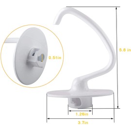 K45DH Dough Hook Replacement for Kitchen-Aid K45 K45SS KSM90 4.5 QT Mixing Hook on Tilting Base