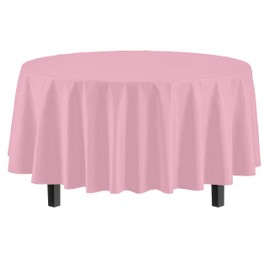 4-Pack Pink Plastic Table Cloth - 84-Inch Round Disposable Tablecloth for Parties - Round Tablecloth - Disposable Table Cloths for Parties - Plastic Table Cover for Picnics - Exquisite