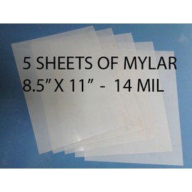Hojas de plantilla de Mylar de 14 mm resistentes, hoja de poliéster grueso de 0,35 cm x 27,9 cm (paquete de 5)
