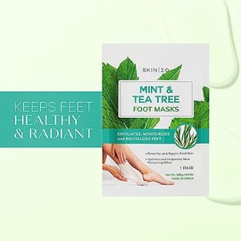 Skin 2.0 Tea Tree & Mint Foot Masks - Fights Athlete's Foot, Detoxifies & Exfoliates, Cooling & Relaxing - Dermatologist Tested Korean Skincare - Clea
