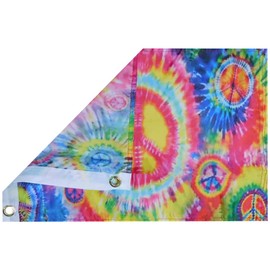 Tie Dye Peace Vibe Premium Quality Heavy Duty Fade Resistant 12x18 12"x18" 100D Woven Poly Nylon Boat Flag Banner Grommets