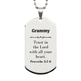 LANKEST Christian Gran Gifts Trust in the Lord with all your heart Bible Verse Scripture Silver Dog Tag Baptism Confirmation Gifts for Gran
