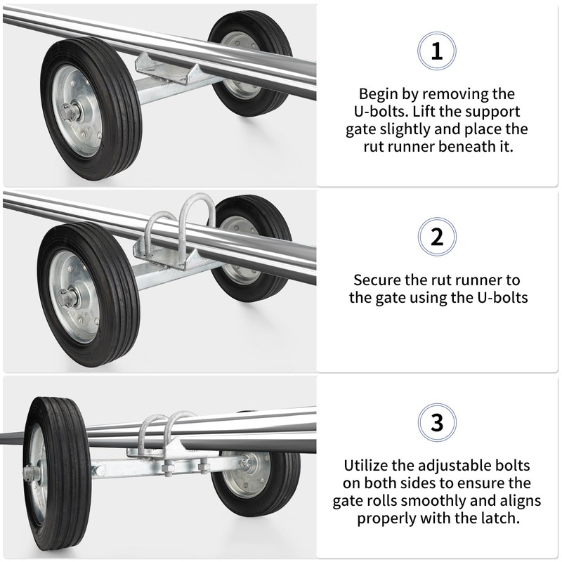 Adjustable Sliding Gate Wheel, 6" Tensioner Set with Mounting Bracket