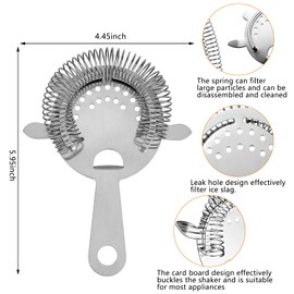 2 Pcs Cocktail Presses, Handle Cocktail Presses, Bar Cocktail Filter, Stainless Steel Bar Strainer, Drinks Ice Mix Filter, Professional Cocktail Presses, for Home Kitchen Bar Accessories