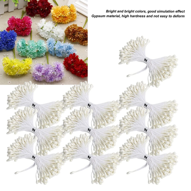 QANYEGN 900Pcs Flower Stamen, Double Heads Artificial Pearl Flower Stamen,