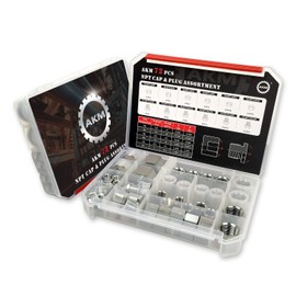 AKM 72 Pcs NPT Cap and Plug Kit Hose Tube and Pipe Fitting Set Hydraulic Cap and Plug Kit Galvanized 45# Steel with Precision Threading Dash Sizes -02-04 -06-08 -12-16