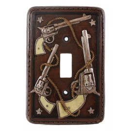 Ebros Gift Set of 2 Western Cowboy Six Shooter Pistols Single Toggle Switch Wall Plates