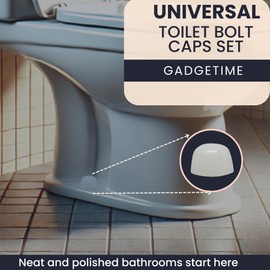 Gadgetime USA Toilet Bolt Caps - Pack of 4 Universal White Plastic Push-On Screw Covers with Washers - Durable, Easy Installation, Decorative Toilet Bolt Covers for Concealing Bolts