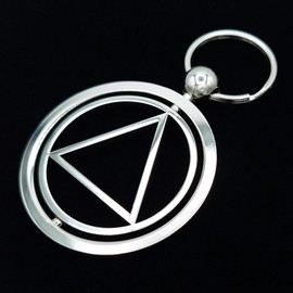 The Token Shop AA Keychain Alcoholics Anonymous Circle Triangle Symbol Metal Spinner Sober Anniversary Recovery Keyring Sobriety Gifts Men Women (Silver)