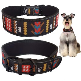 Dog Collar, Reflective Dog Collar Adjustable Dog Collar Heavy Duty Padded Dog Collar Soft Lining for Medium & Large Dogs 1 Pcs, 2" Width