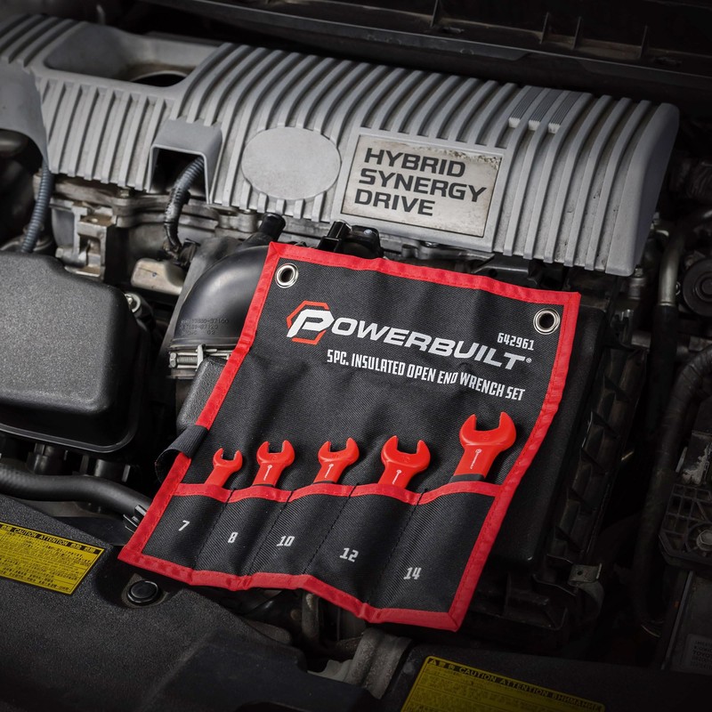 Powerbuilt 5-Piece Open End Insulated VDE Wrench Set, Rated for