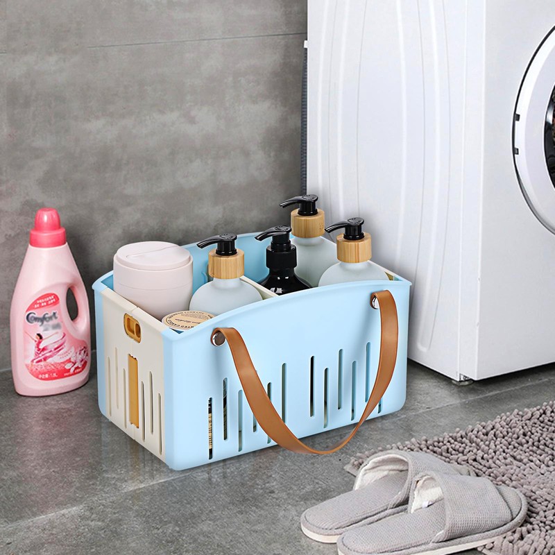 Homiton Portable Shower Caddy Collapsible Plastic Shower Basket Tote with